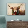 Kerst - Schotse Hooglander - Bruin - Krans canvas 2cm klein -sfeer4