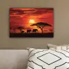 Savanne - Olifanten - Zonsondergang canvas 2cm klein -sfeer3