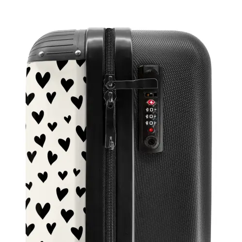Valentijn harten patroon zwart NBS - Handbagage koffer - Kinderen Unisex middel -slot