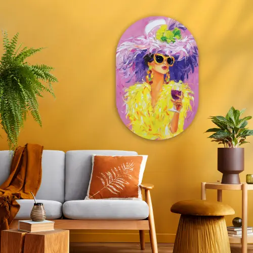 Zonnebril - Vrouw - Jas - Veren Wandcirkel Ovaal Glas middel -sfeer4