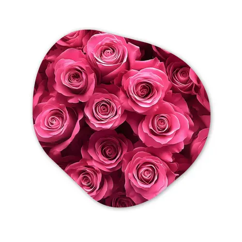 Rozen - Pink - Bloem Wandcirkel Organisch Aluminium middel -3d