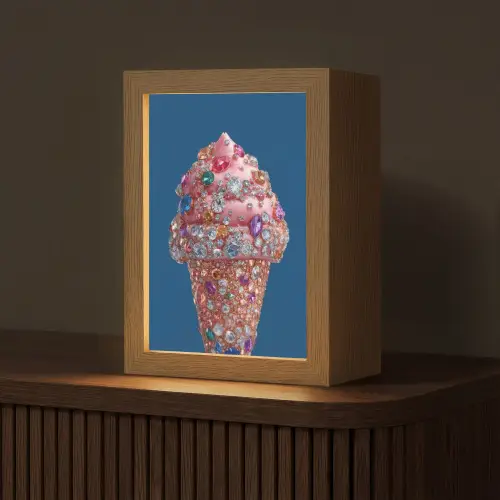 Ijsje - Hoorntje - Steentjes - Blauw Light Box met kabel (Tafellamp) klein -z3d_website