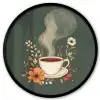 Kop - Bloemen - Groen - Koffie Fotolijst rond zonder passe partout klein -3d