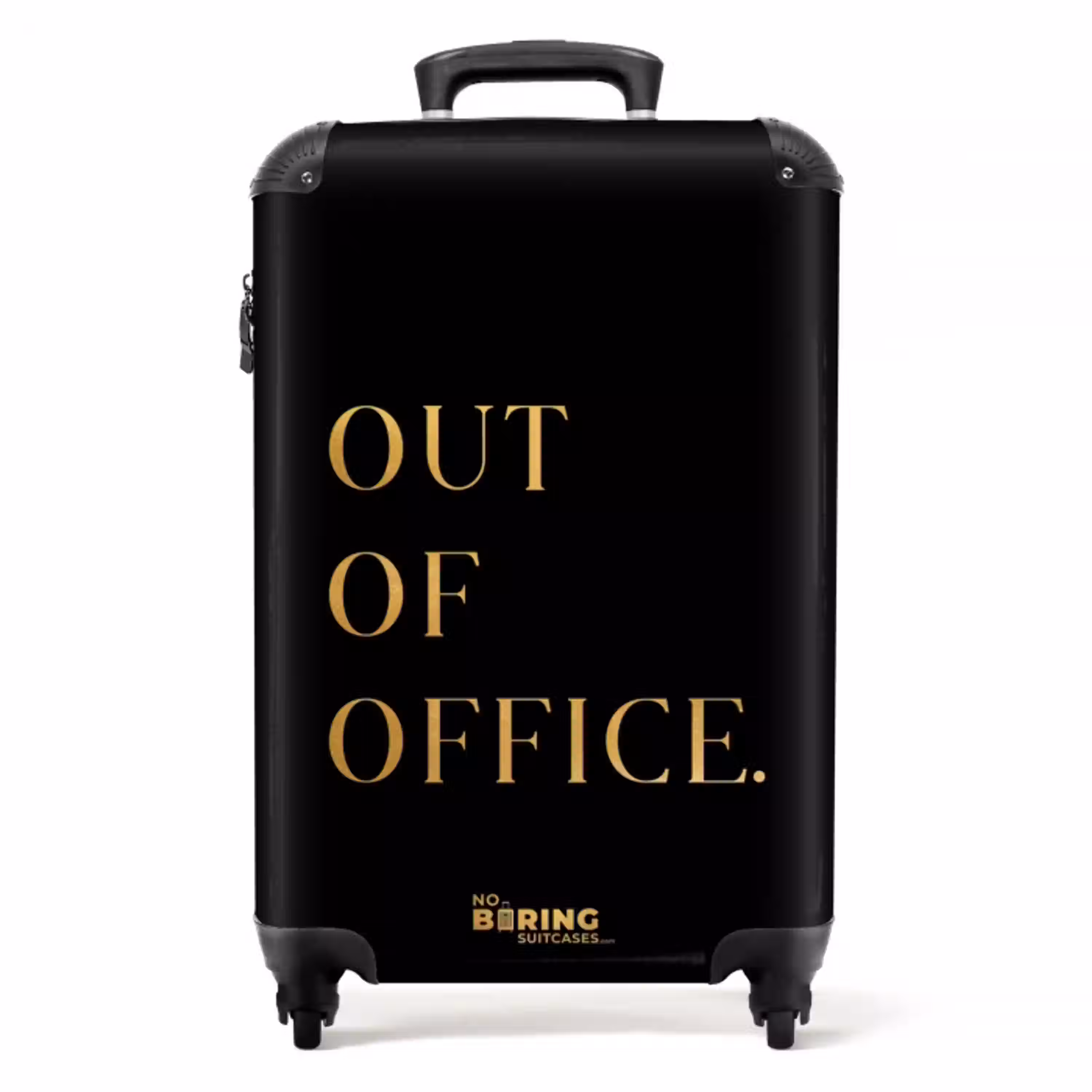 Quotes - Out of office - Goud - Vakantie - Zwart NBS - Handbagage koffer - Unisex middel -productfoto_recht