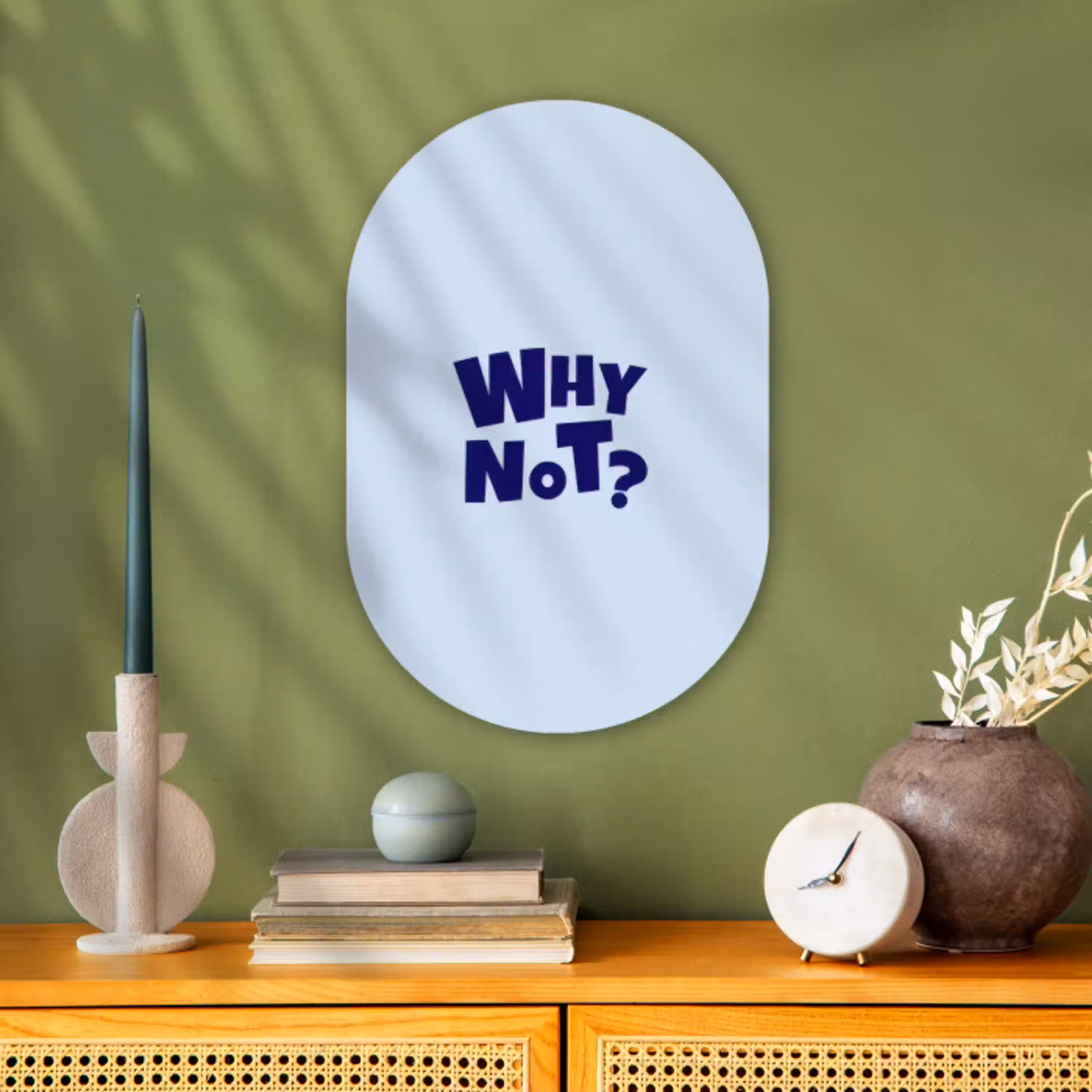 Why not - Blauw - Licht blauw - Quote Wandcirkel Ovaal Forex klein -sfeer2