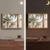 Gebouw - Palmbomen - Beige - Zon Light Box met batterij (Wandlamp) middel -sfeer3