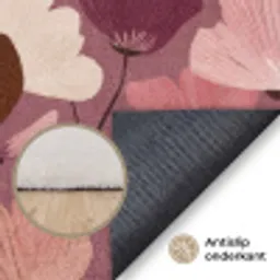 Bloem - Patroon - Roze Vloerkleed Rechthoek klein 1091 -uniquesellingpoint_antislip_NL_DE