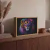 Leeuwenkop - Felgekleurd - Abstract Light Box met batterij (Wandlamp) middel -sfeer2