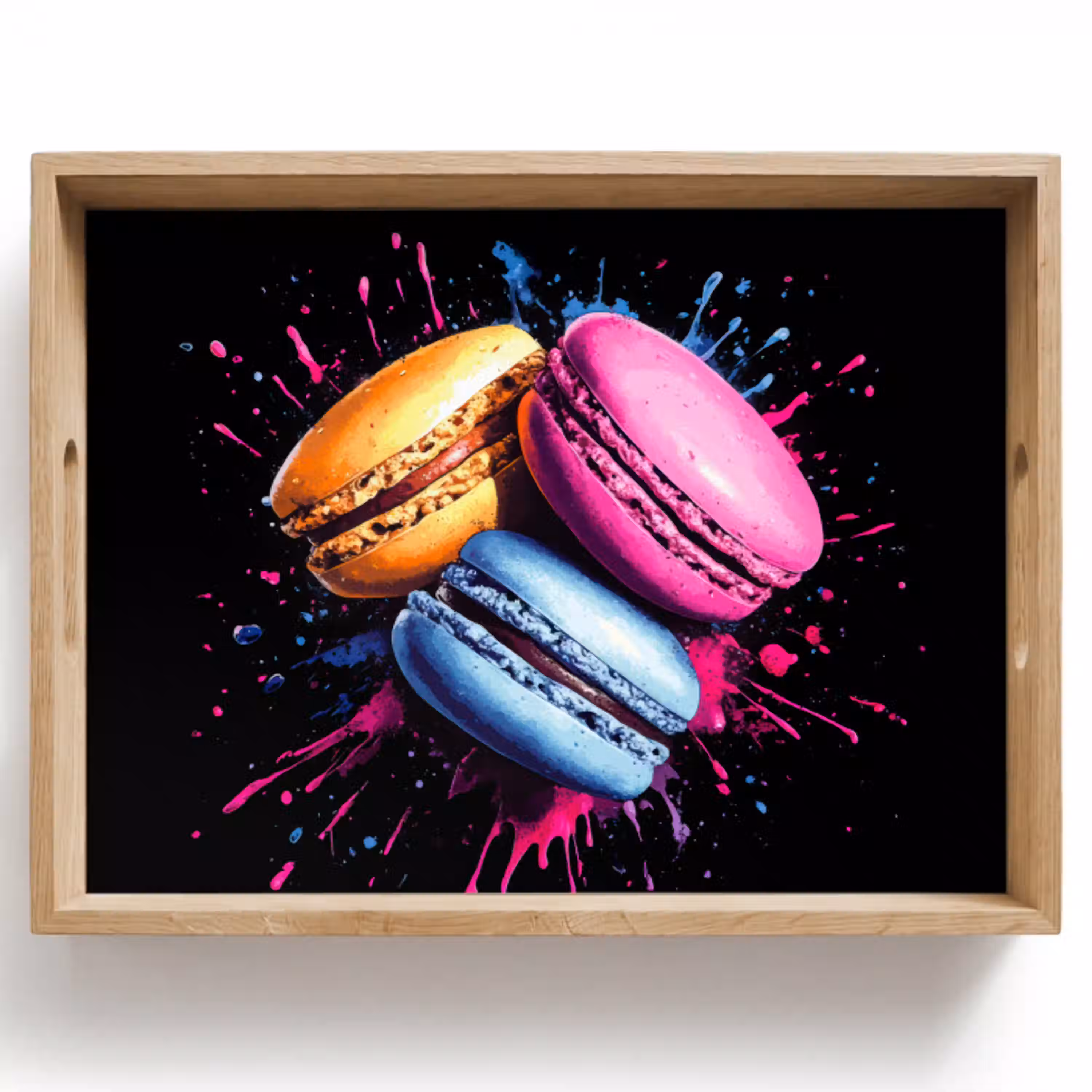 Macarons - Dessert - Graffiti - Kleurrijk - Roze - Blauw - Geel Dienblad Rechthoek middel -z3d_shopping