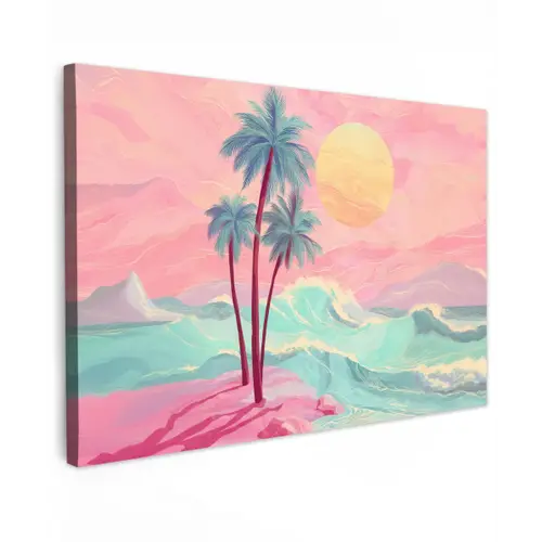 Palmbomen - Golven - Zee canvas 2cm klein -z3d