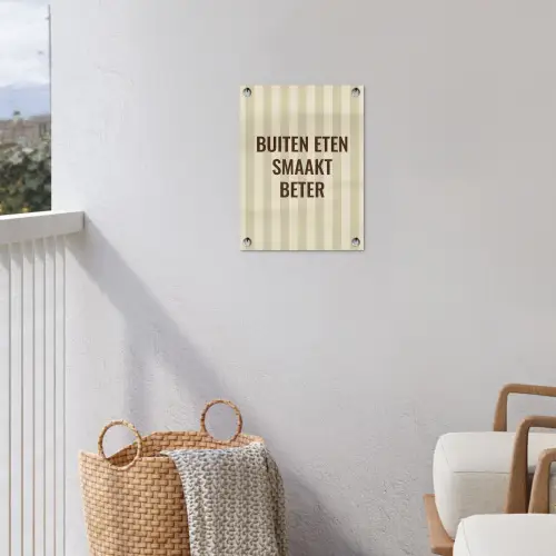Buiten - Quote - Strepen - Zomer tuinposter los doek klein -sfeer8