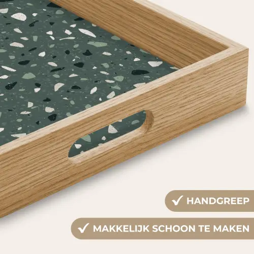 Terrazzo -  Patroon - Kleurrijk - Groen Dienblad Rechthoek middel 911 -USP_HandgreepNL