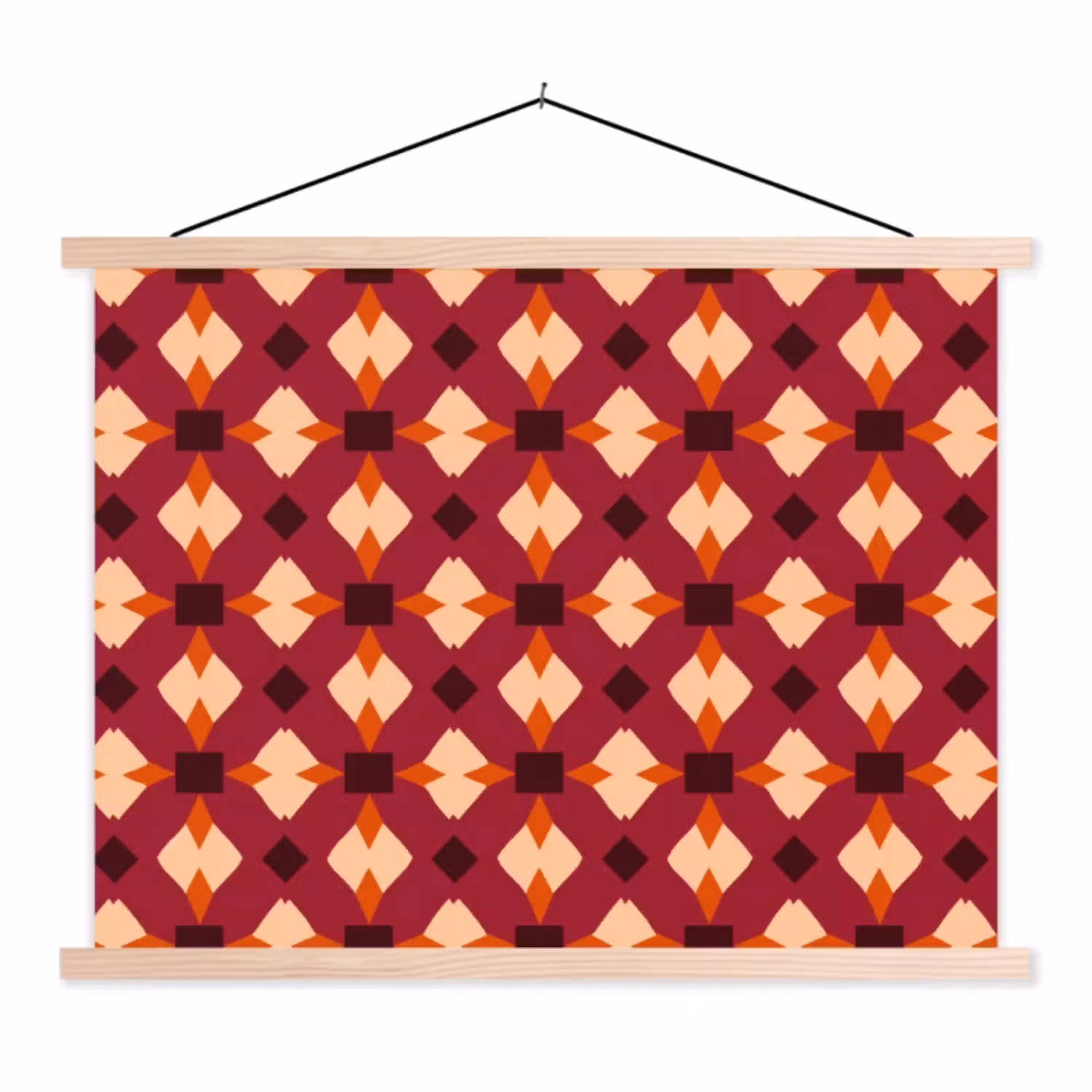 Retro - Patroon - Kleurrijk textielposter latten blank klein 122 -3d