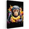 Aap - Graffiti - Kleurrijk - Bananen - Modern Tuinposter op houten frame 2 cm dik klein -3d