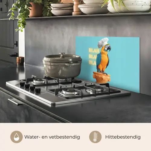 Papegaai - Koksmuts - Quote - Neon keuken achterwand spatscherm klein -usp_NL