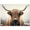 Schotse hooglander - Hoorns - Landschap tuinposter los doek klein -3d