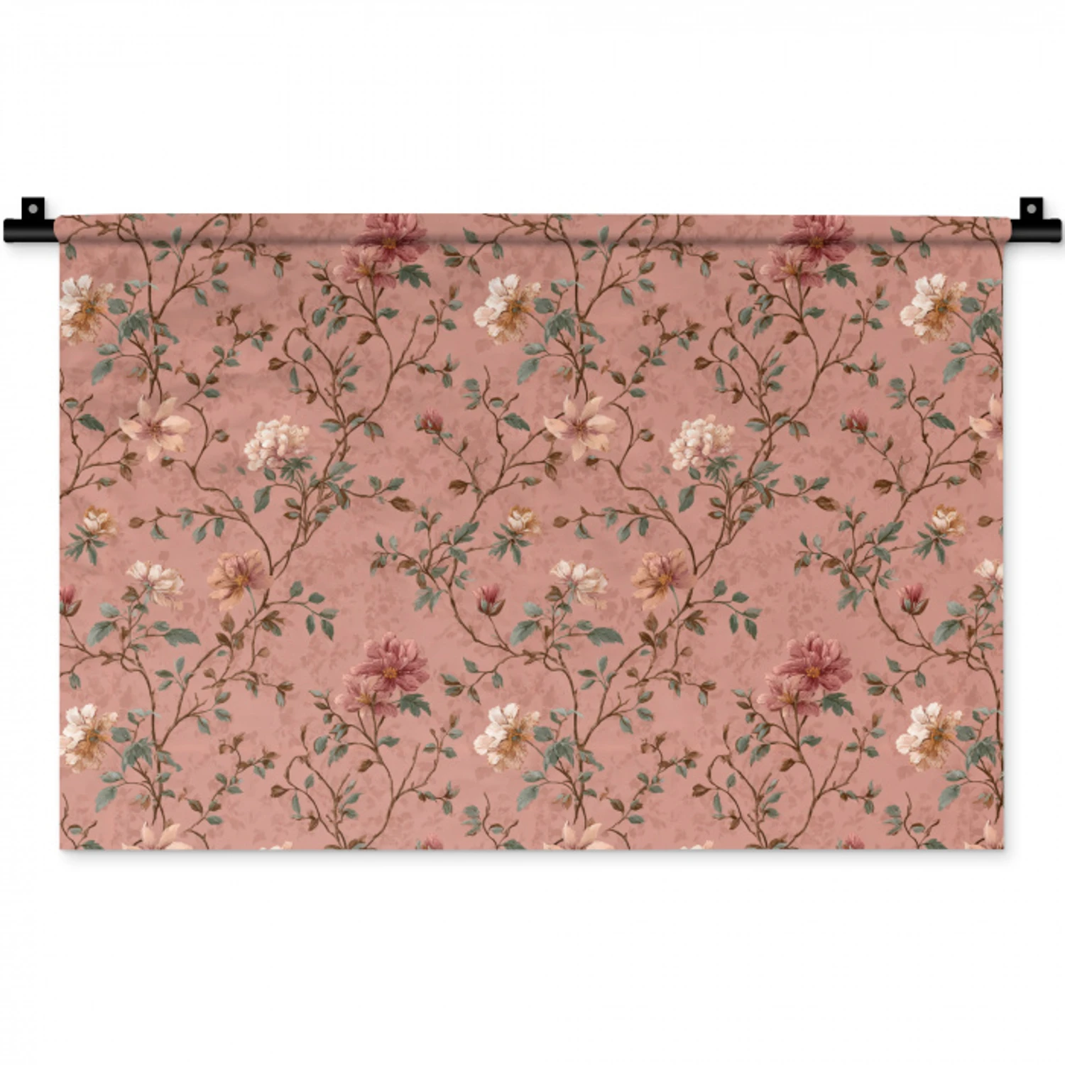 Botanisch - Bloemen - Roze Wandkleed katoen klein 269 -zz3d