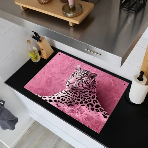 Panter - Luxe - Roze Inductie beschemer met haakjes klein -sfeer1