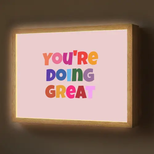 You're doing great - Roze - Kleurrijk Light Box met batterij (Wandlamp) middel -z3d_website
