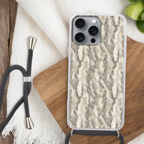 Slang - Patroon - Taupe Hoesje iPhone 16 Pro Max met koord klein 804 -sfeer4