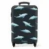 Patronen - Dolfijnen op donker blauwe achterond NBS - Handbagage koffer - Kinderen Unisex middel -productfoto_recht