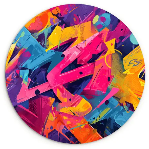 Abstract - Vormen - Kleurrijk Wandcirkel kunststof plaat 5mm dik klein -3d