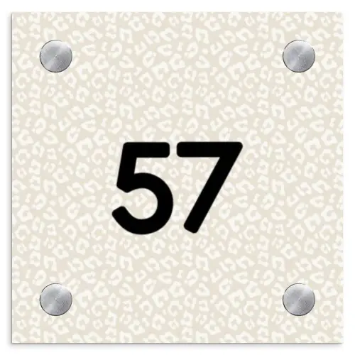 Beige panterprint - Traditioneel Naambord Vierkant klein -3d