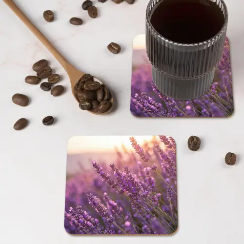 Lavendel - Paars - Zonlicht onderzetter kurk middel -sfeer2