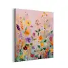 Schilderij - Bloemen - Abstract - Kleurrijk aluminium wit klein -3d