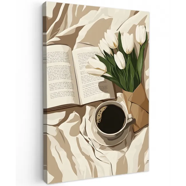 Boek - Illustratie - Tulpen - Koffie canvas 2cm klein -z3d