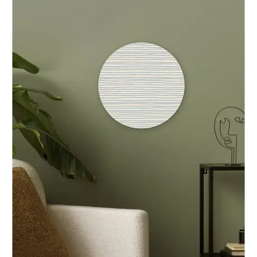 Blauw - Strepen - Beige Wandcirkel plexiglas klein 852 -sfeer3
