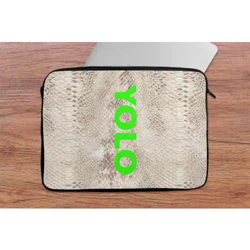 YOLO - Groen - Neon - Slangenprnt laptophoes neopreen klein -tafel