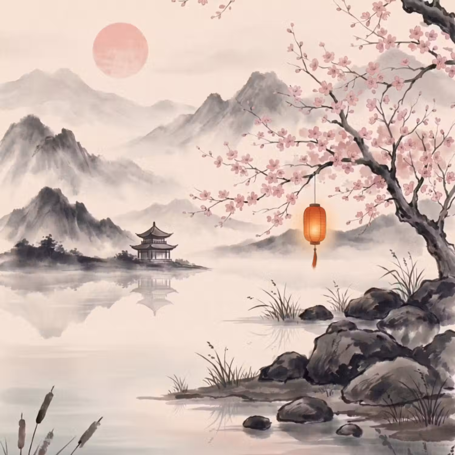 Behang - Zon - Japans - Traditioneel