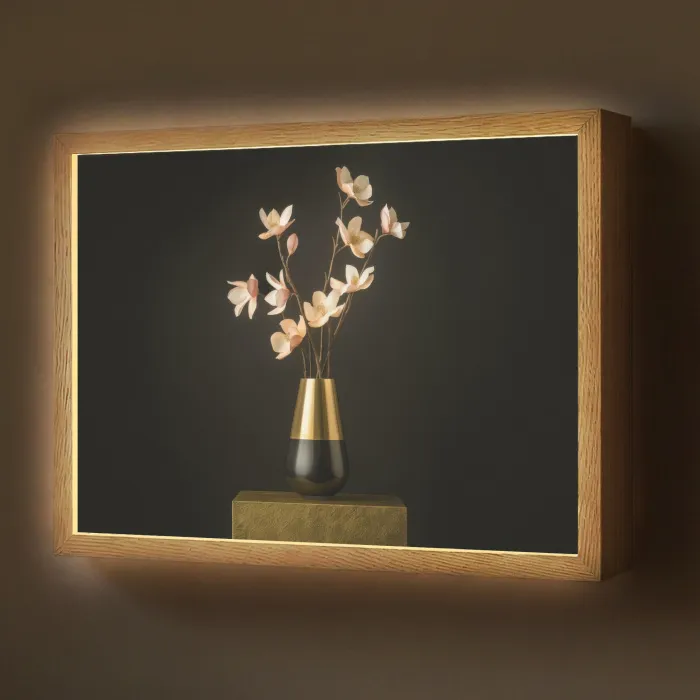 Sierlijk - Boeket - Goud - Vaas Light Box met batterij (Wandlamp) middel -z3d_website