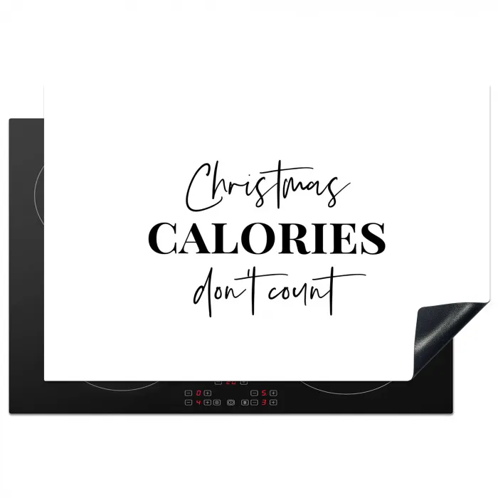 Kerst quote - Winter - Christmas calories - Wit Inductie beschermer vinyl 3mm klein -3d