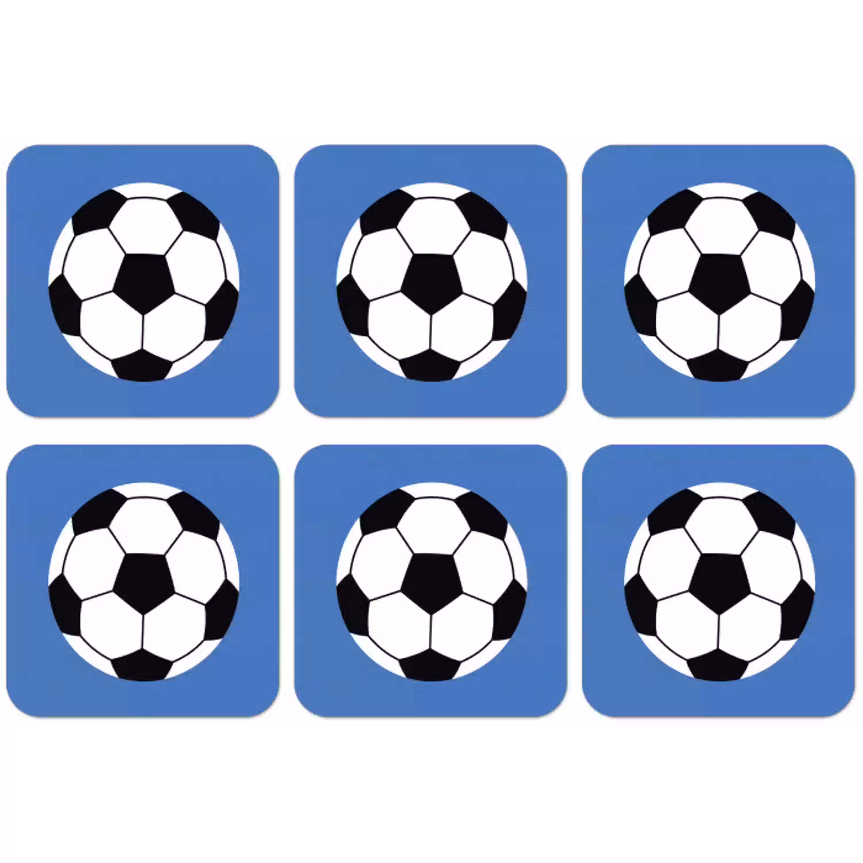 Voetbal - Zwart-wit - Sport - Illustratie - Blauw onderzetter kurk middel -zkaufland3dotto