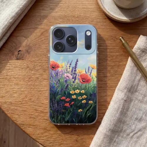 Weide - Bloemen - Kleurrijk Telefoonhoesje iPhone 17 Pro klein -sfeer1