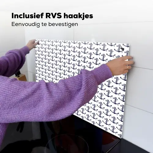 Oceaan - Anker - Blauw - Wit Inductie beschemer met haakjes klein 777 -ky-ophangen-nl