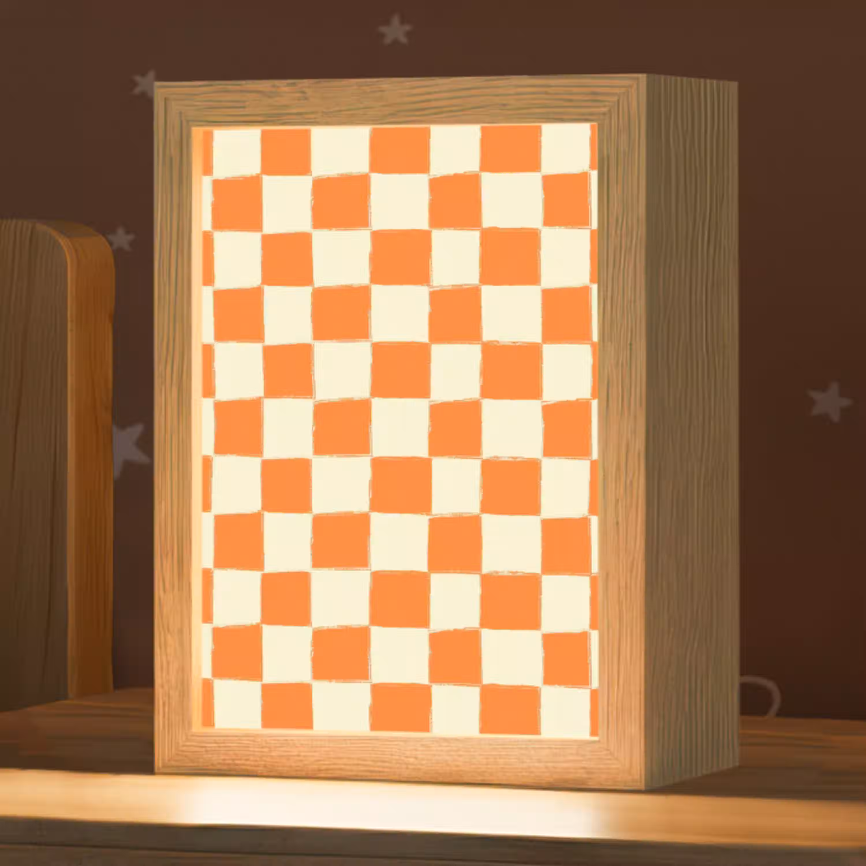 Schaak - Patroon - Oranje Light Box met kabel (Kinderlampje) klein 904 -zzz_3d_website
