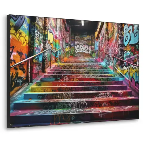 Trap - Graffiti - Kleuren - Kunst Textielframe zwart klein -3d
