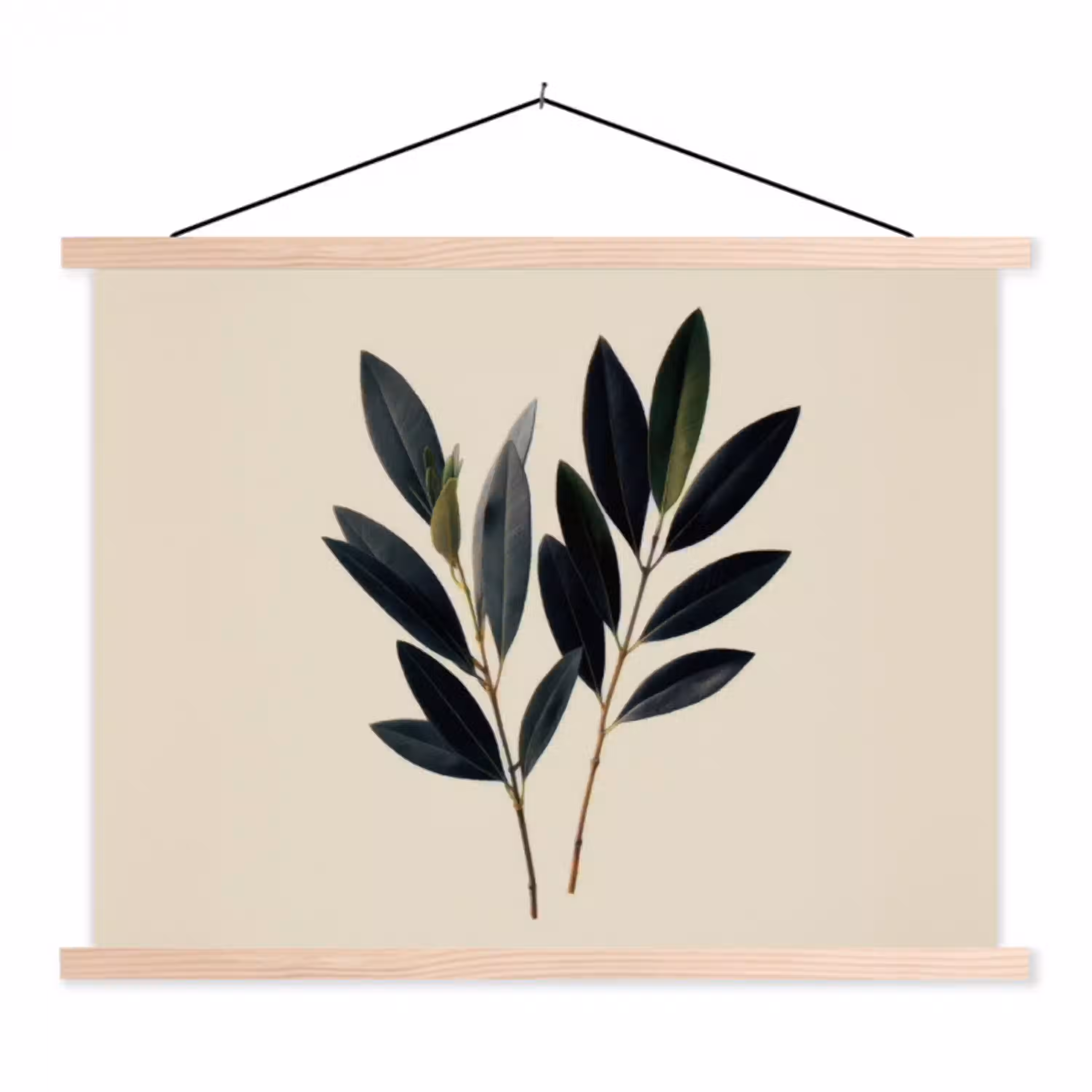 Ovaalvormige bladeren - Diep groen - Symmetrisch textielposter latten blank klein -3d