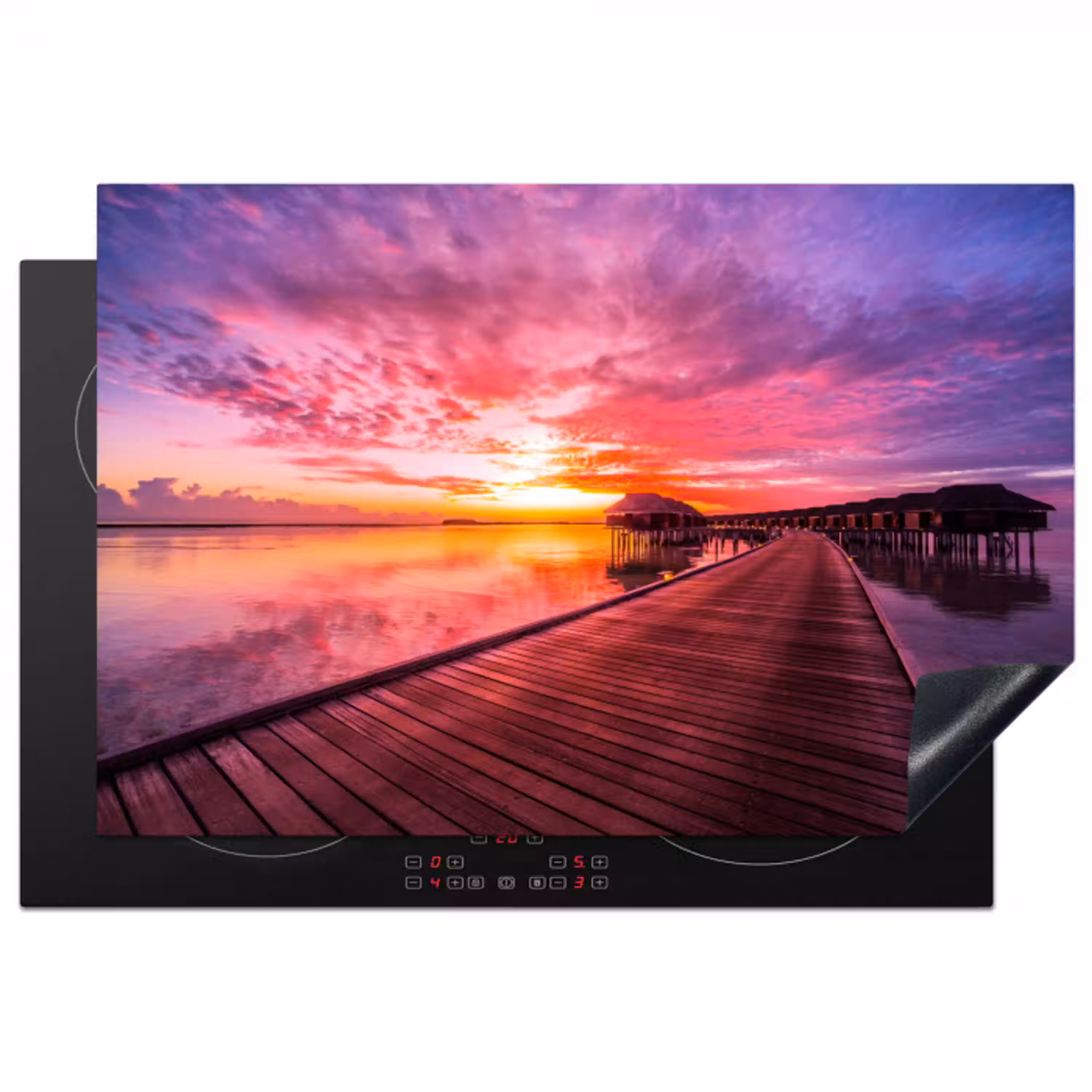 Steiger - Water - Zon - Roze - Horizon Inductie beschermer vinyl 3mm klein -3d