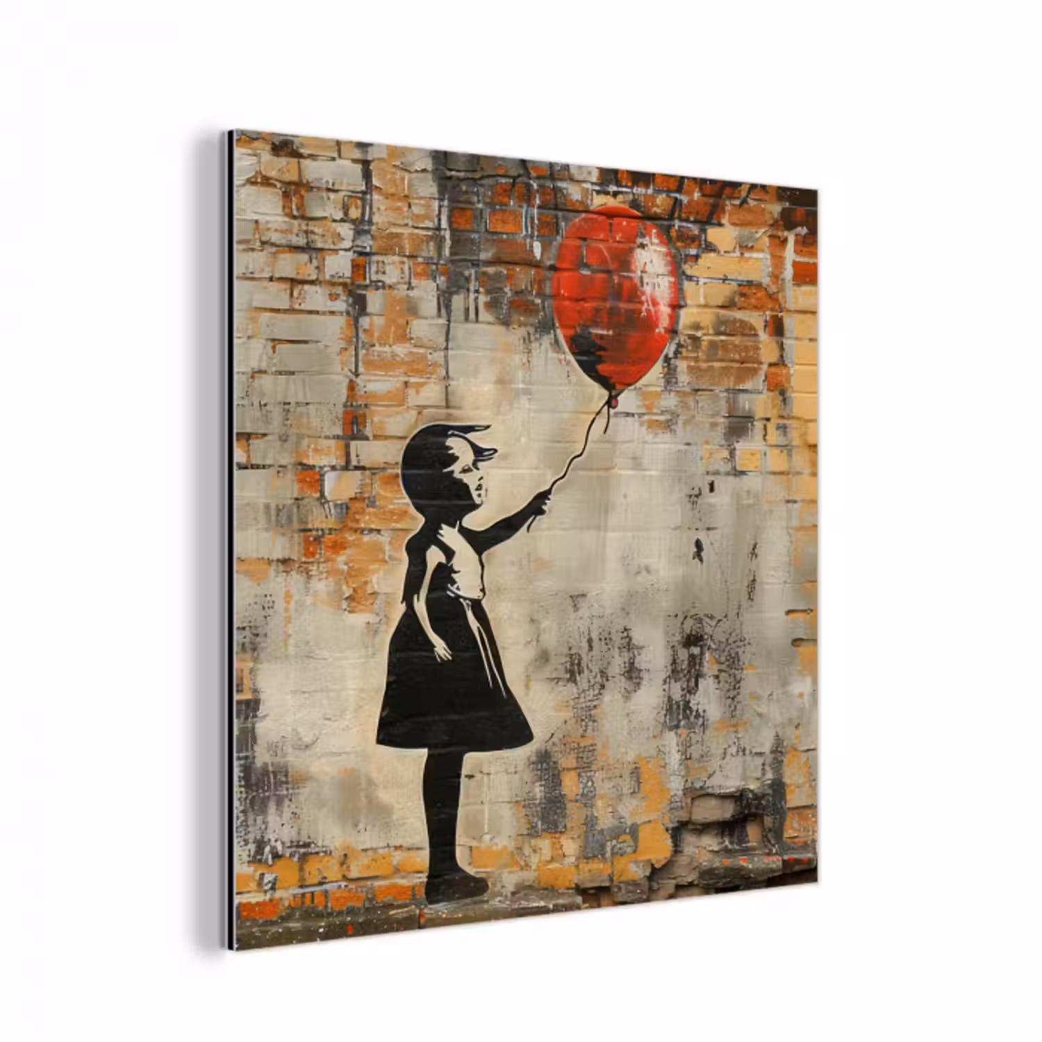 Alu-Dibond-Bild - Graffiti - Banksy - Mädchen - Straßenkunst