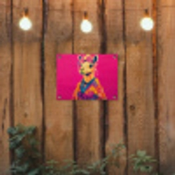 Kameel - Bloemen - Kimono - Waaiers tuinposter los doek klein -sfeer1