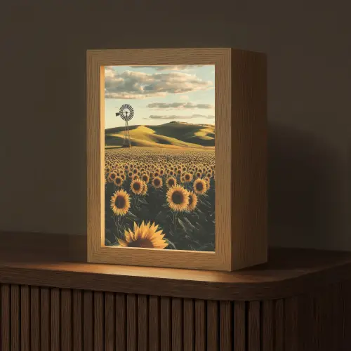Zonnebloem - Veld - Windmolen Light Box met kabel (Tafellamp) klein -z3d_website