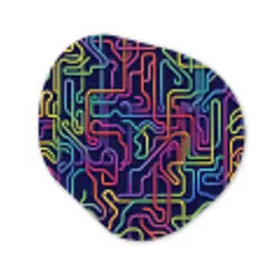 Retro - Abstract - Neon Wandcirkel Organisch Forex 3mm klein -3d