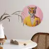 Tijger - Bril - Geel - Jasje Wandcirkel plexiglas klein -sfeer4