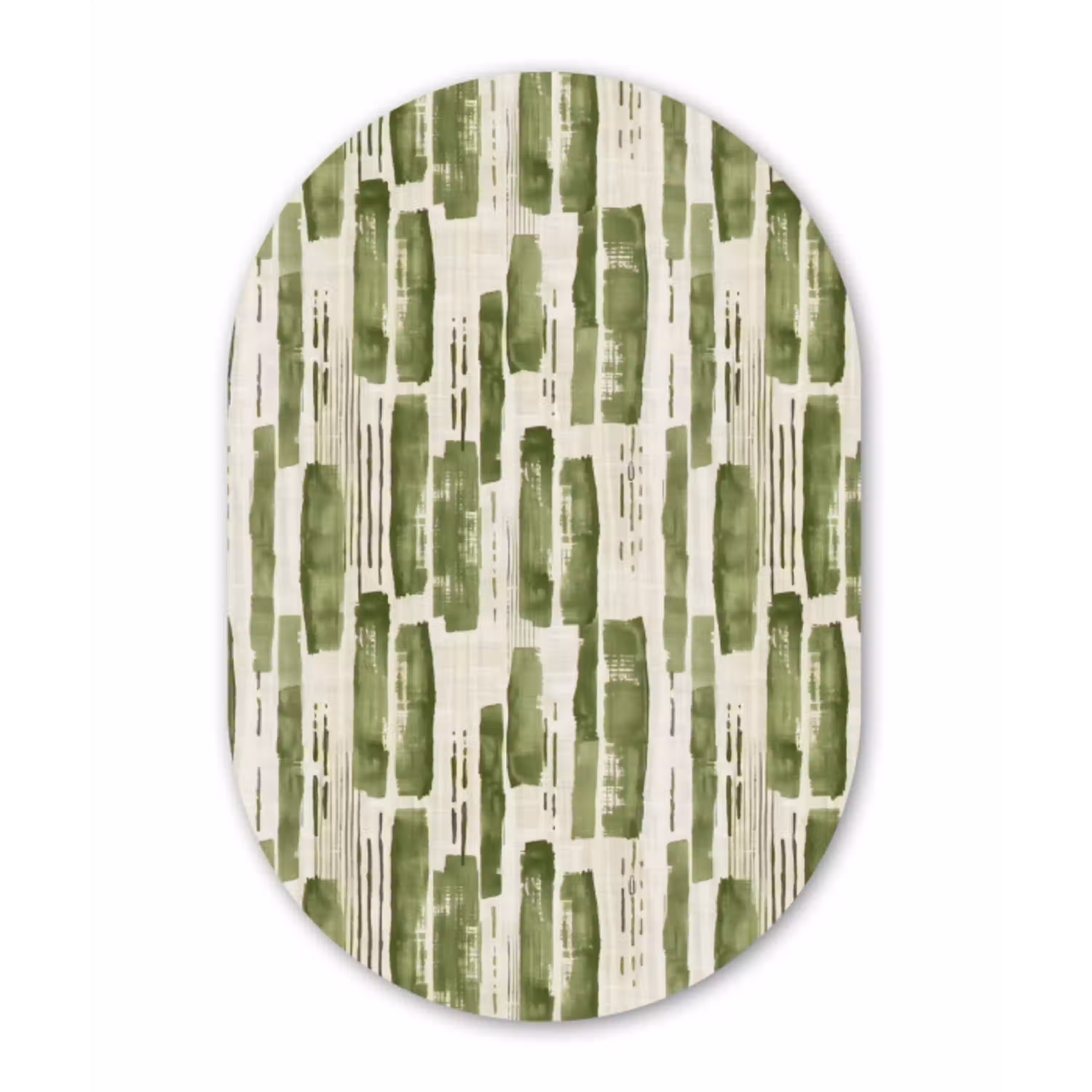 Groen - Abstract - Penseelstreken - Linnen - Patroon Wandcirkel Ovaal Glas middel 847 -3d
