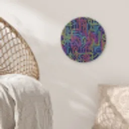 Retro - Abstract - Neon Akoestische PET Vilt - Rond klein -sfeer4
