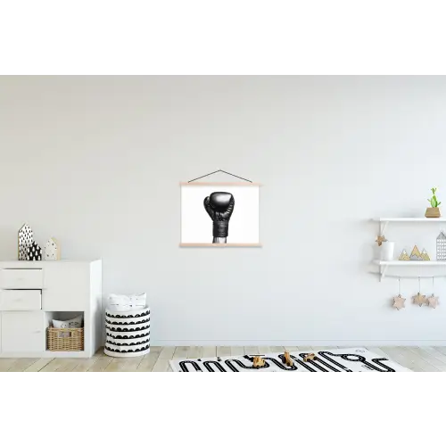 Bokshandschoen - Zwart - Hand textielposter latten blank klein -kinderkamer